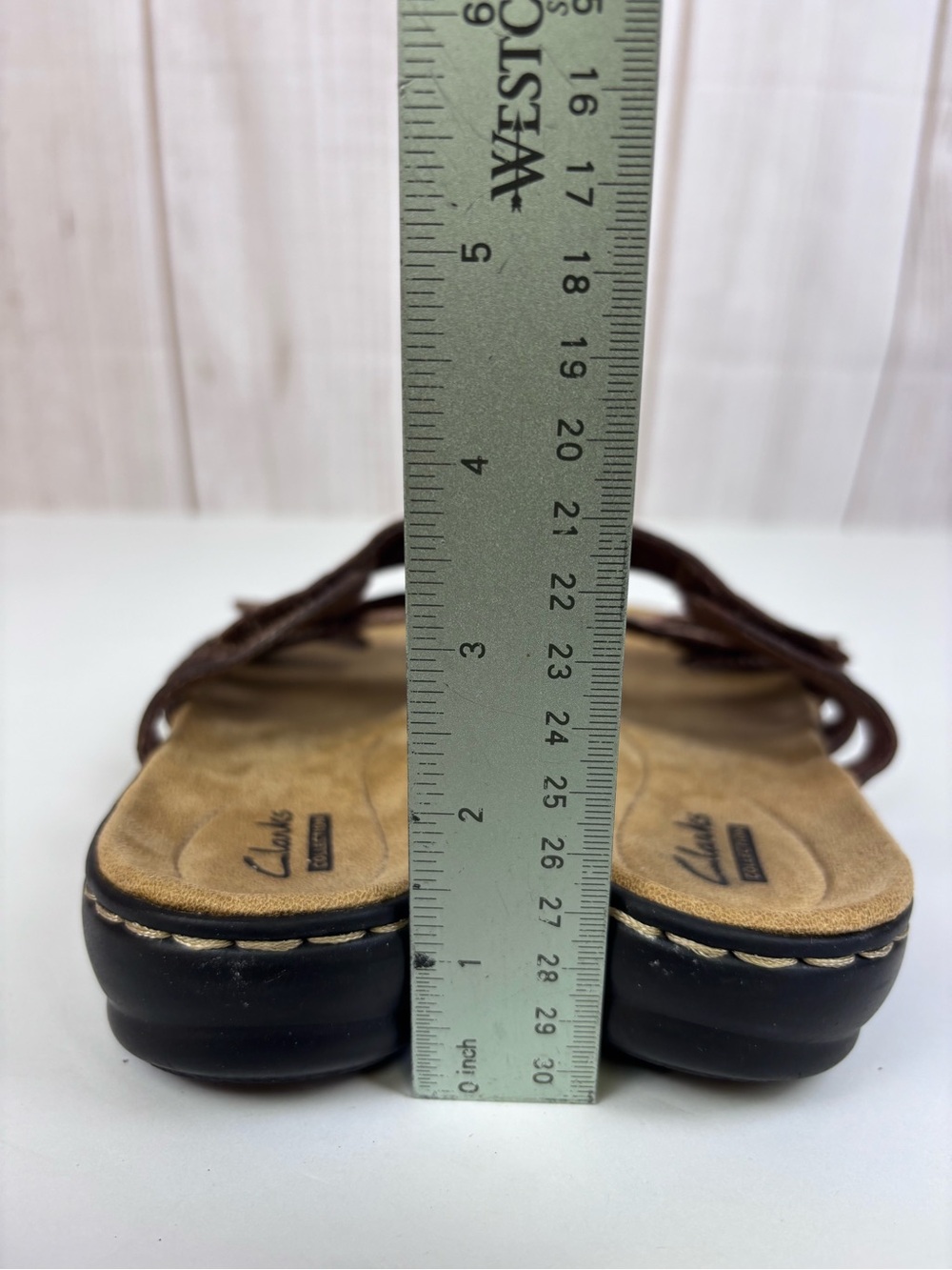 Clarks Leisa Cacti Q Leather Multi-Strap Slide Lightweight Sandals Brown Size 7 - Picture 15 of 15